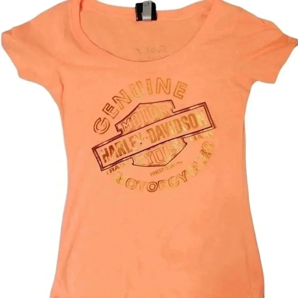 Harley Davidson Neon Orange tee. Size Medium - Picture 7 of 7